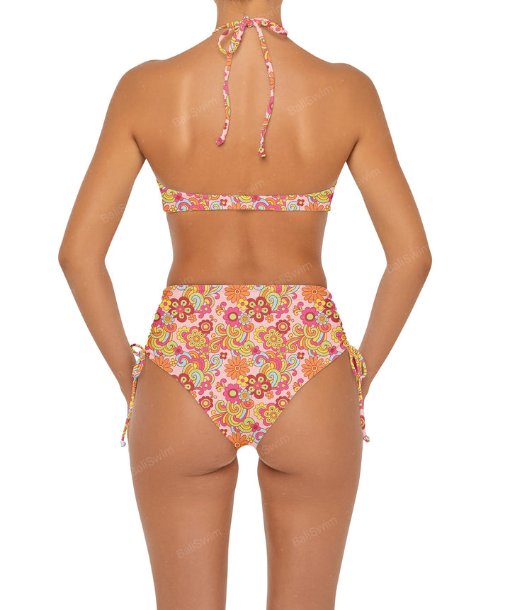 BSWS-B89 Side Ruched High Rise Bikini Bottom