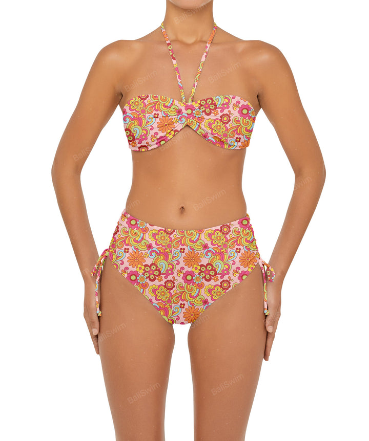 BSWS-B89 Side Ruched High Rise Bikini Bottom
