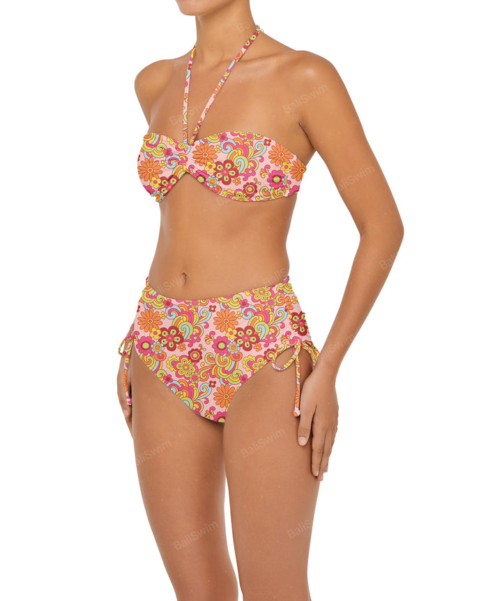 BSWS-B89 Side Ruched High Rise Bikini Bottom
