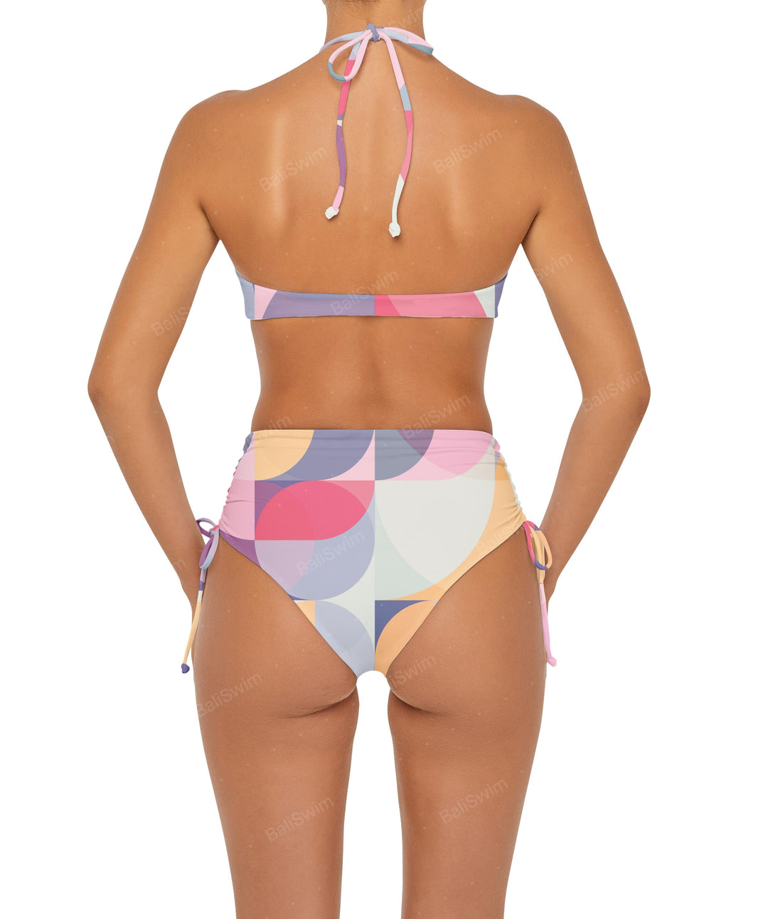 BSWS-B89 Side Ruched High Rise Bikini Bottom
