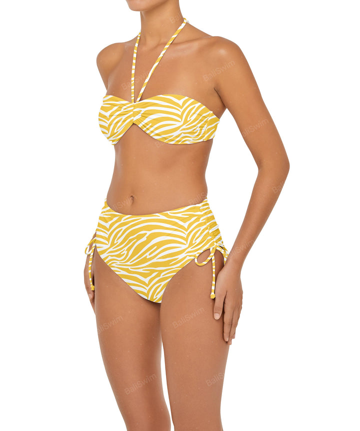 BSWS-B89 Side Ruched High Rise Bikini Bottom