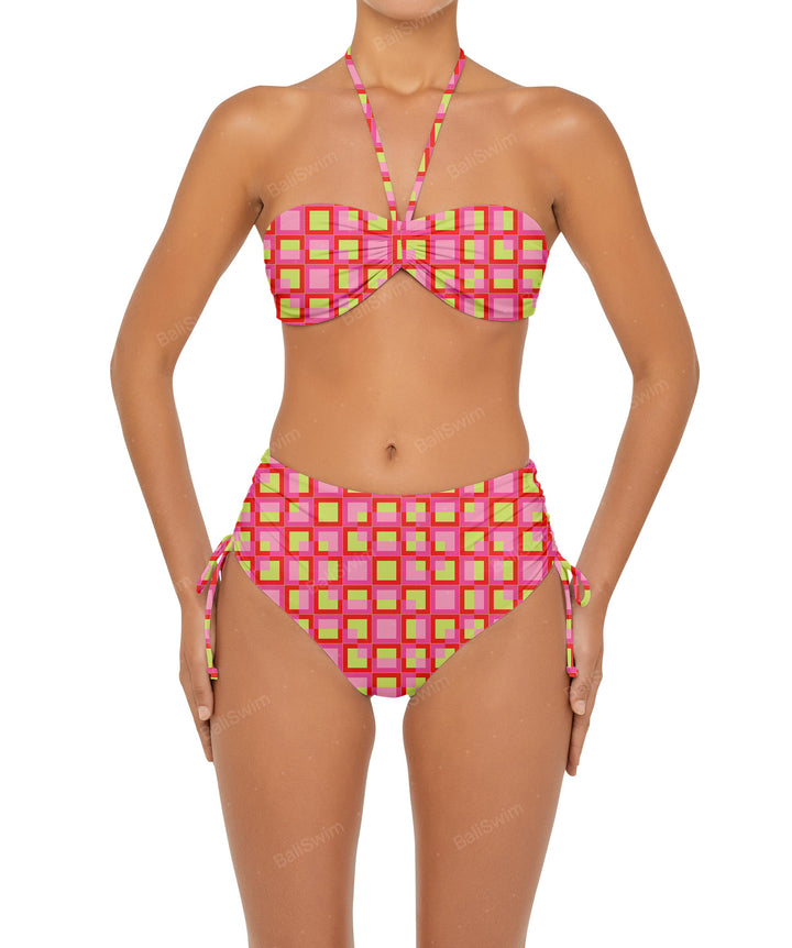 BSWS-B89 Side Ruched High Rise Bikini Bottom