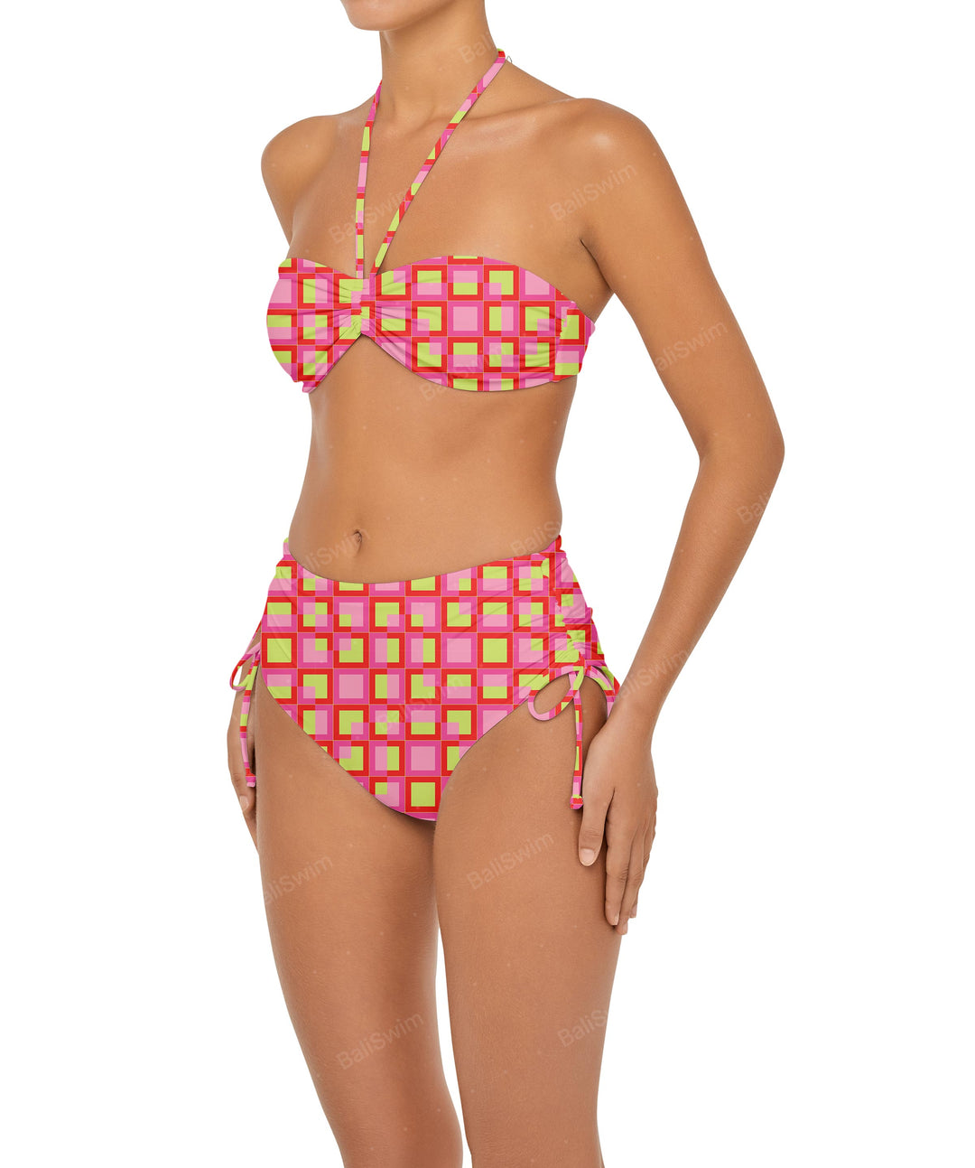 BSWS-B89 Side Ruched High Rise Bikini Bottom