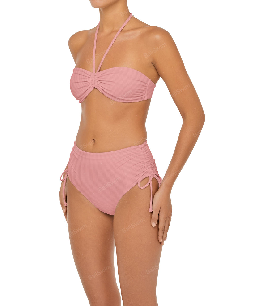 BSWS-B89 Side Ruched High Rise Bikini Bottom