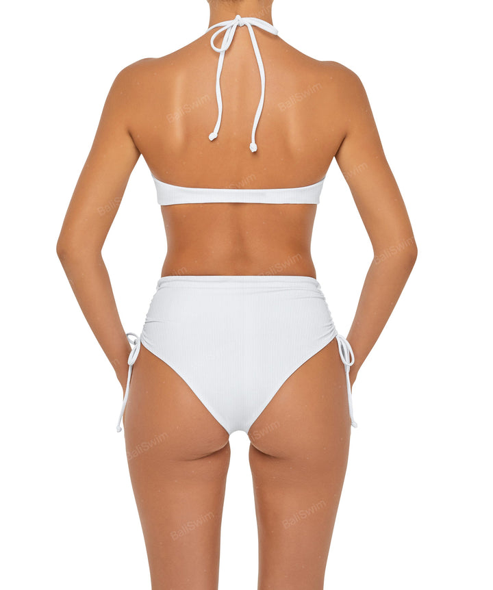 BSWS-B89 Side Ruched High Rise Bikini Bottom