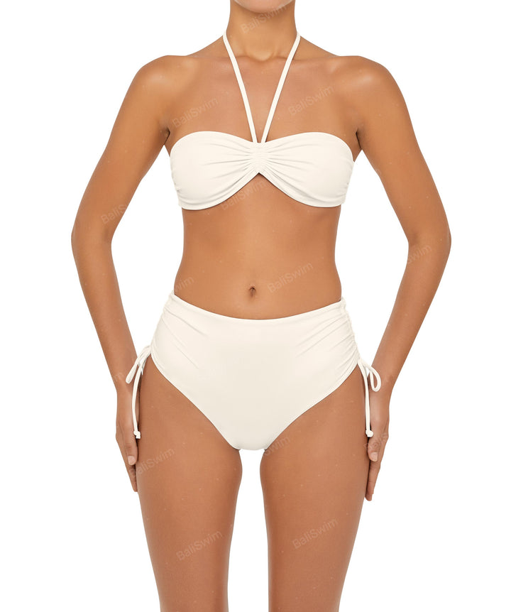 BSWS-B89 Side Ruched High Rise Bikini Bottom
