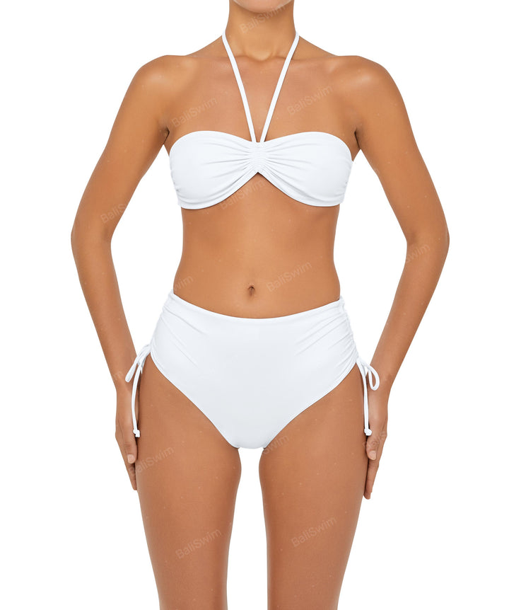 BSWS-B89 Side Ruched High Rise Bikini Bottom