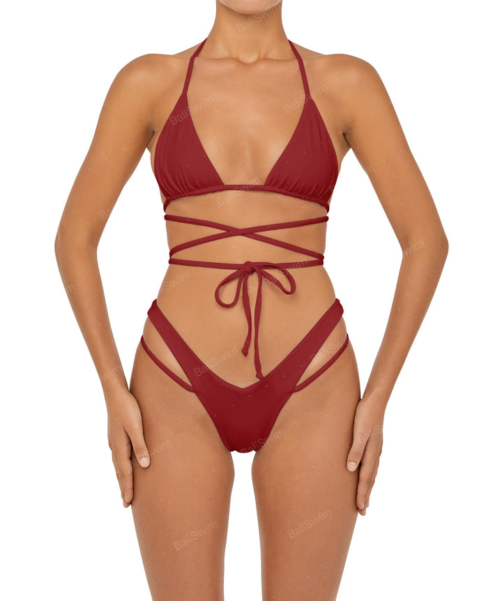 BSWS-T91 Wrap Around Straps Halter Bikini Top