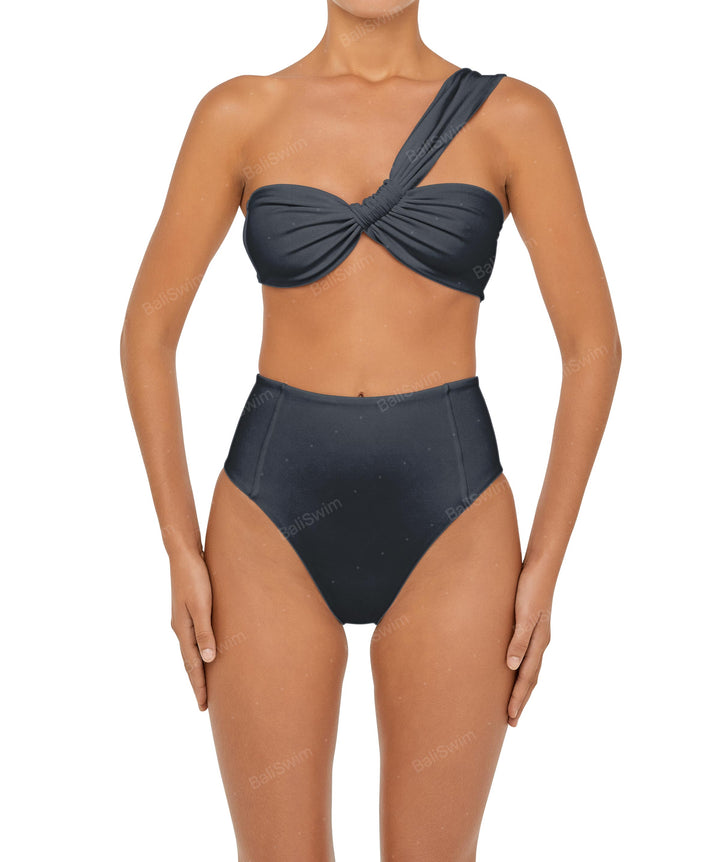 BSWS-T92 Ruched One Shoulder Bikini Top