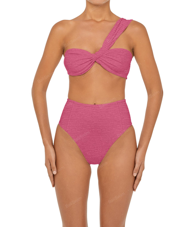 BSWS-T92 Ruched One Shoulder Bikini Top