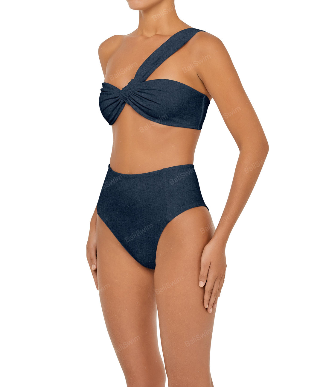 BSWS-T92 Ruched One Shoulder Bikini Top