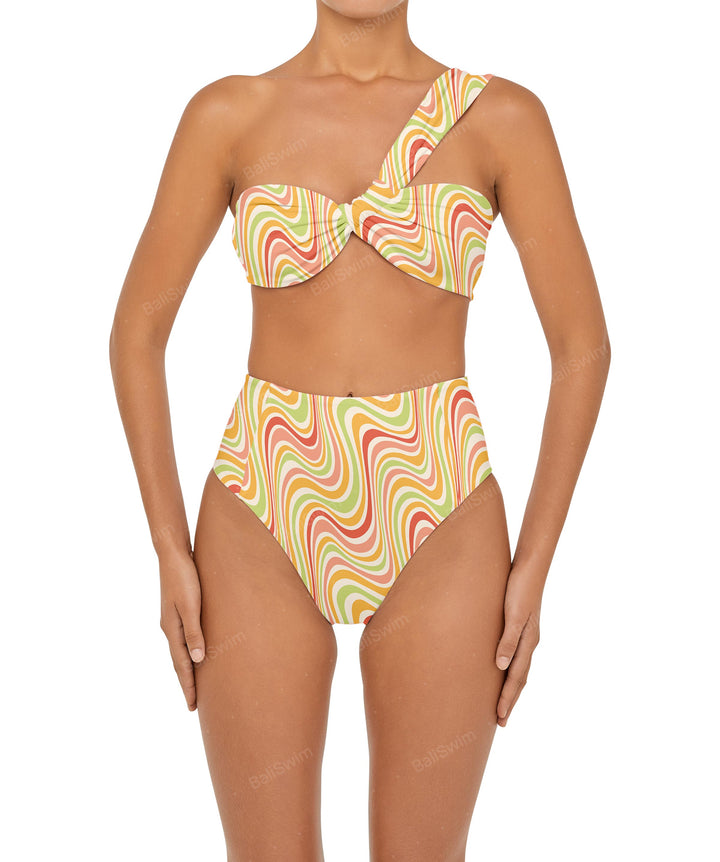 BSWS-T92 Ruched One Shoulder Bikini Top