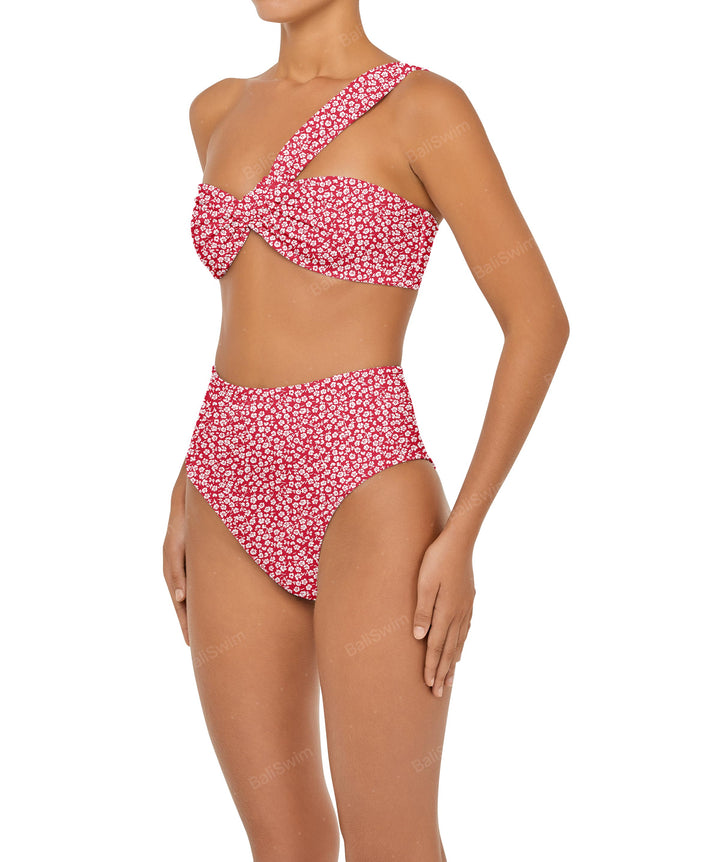 BSWS-T92 Ruched One Shoulder Bikini Top