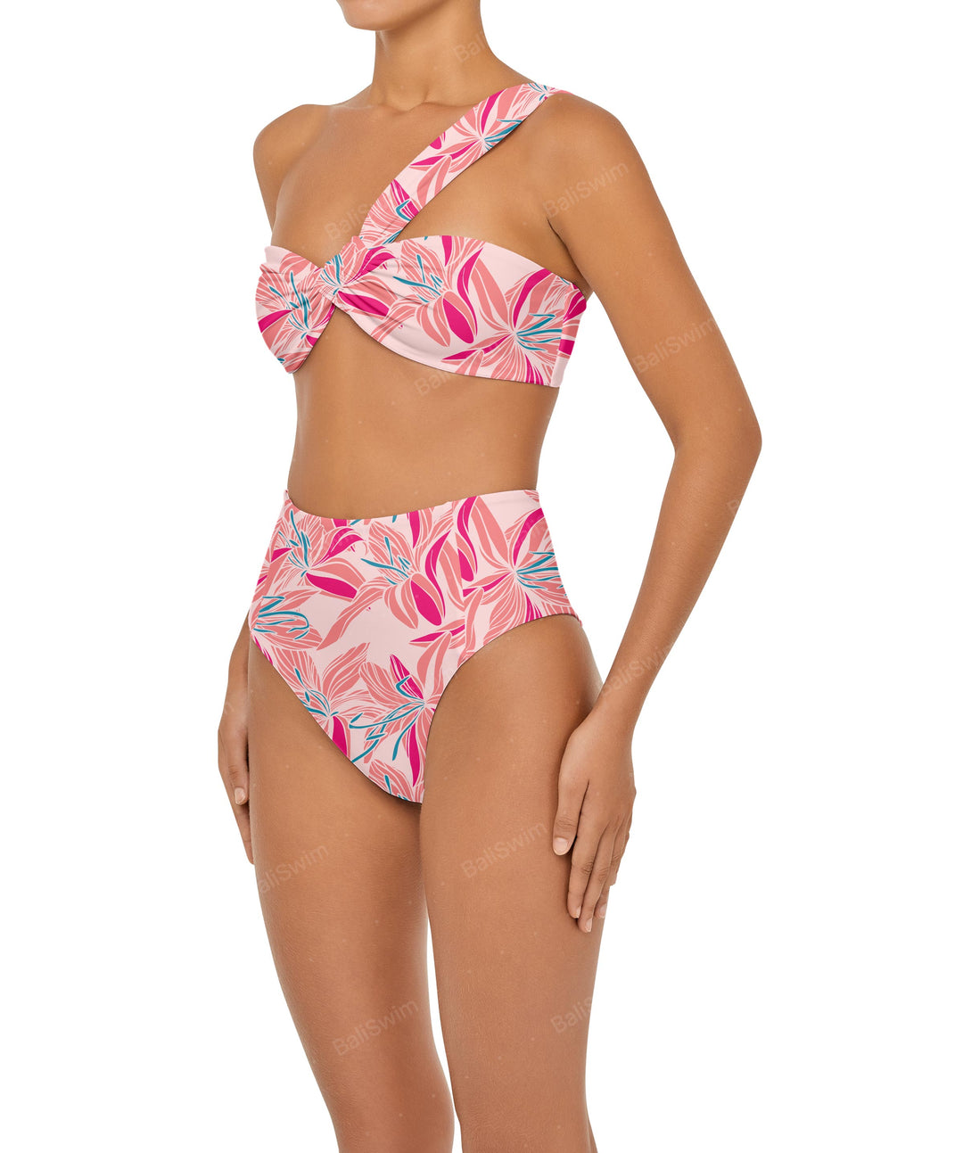 BSWS-T92 Ruched One Shoulder Bikini Top