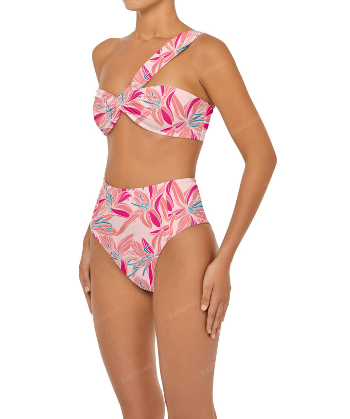 BSWS-T92 Ruched One Shoulder Bikini Top