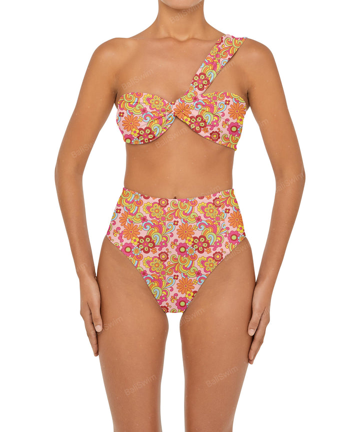 BSWS-T92 Ruched One Shoulder Bikini Top
