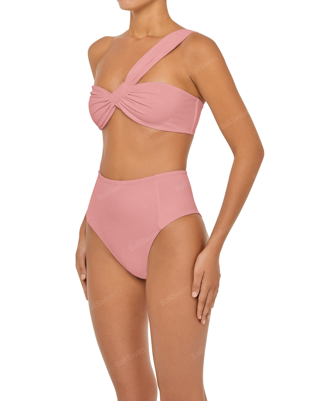 BSWS-T92 Ruched One Shoulder Bikini Top