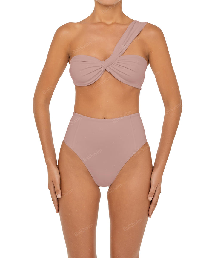 BSWS-T92 Ruched One Shoulder Bikini Top