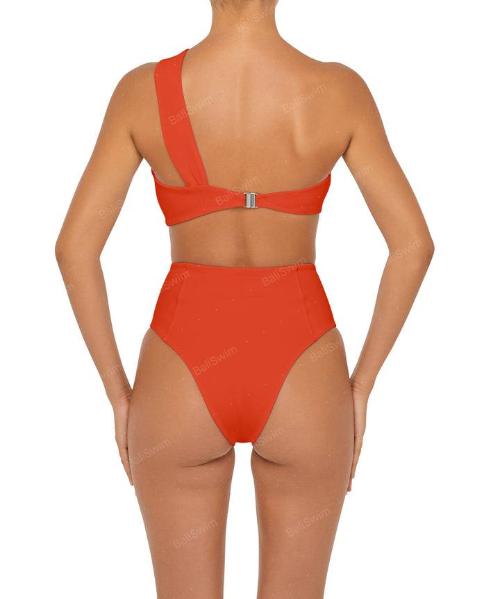 BSWS-T92 Ruched One Shoulder Bikini Top