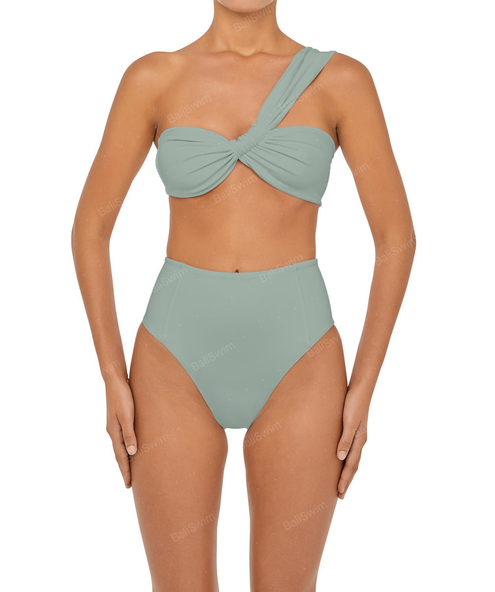 BSWS-T92 Ruched One Shoulder Bikini Top