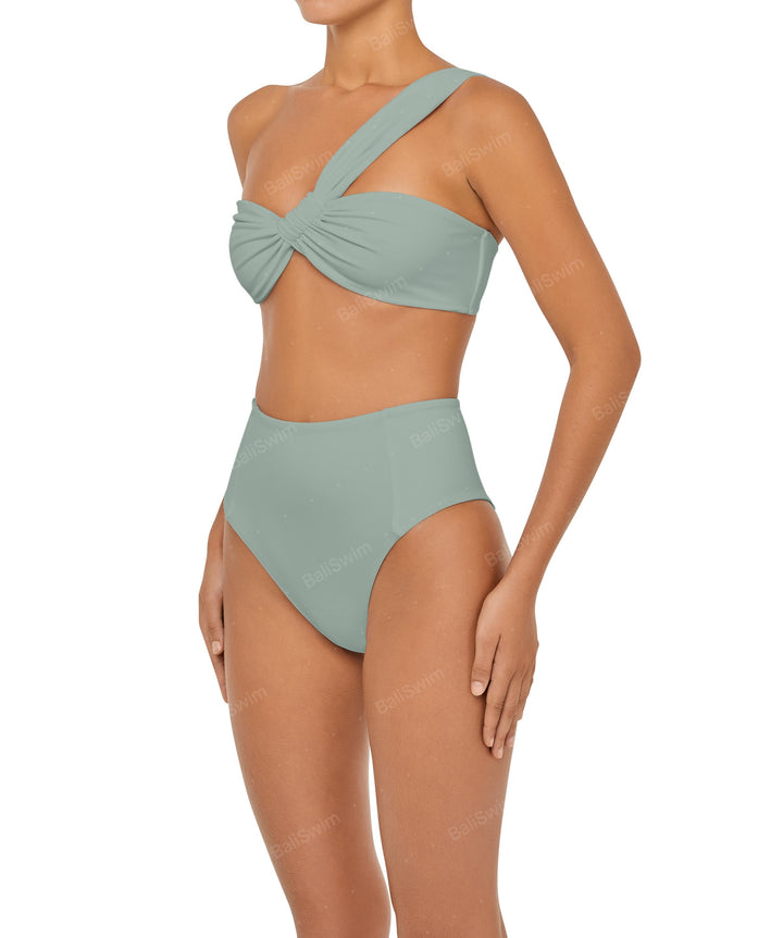 BSWS-T92 Ruched One Shoulder Bikini Top