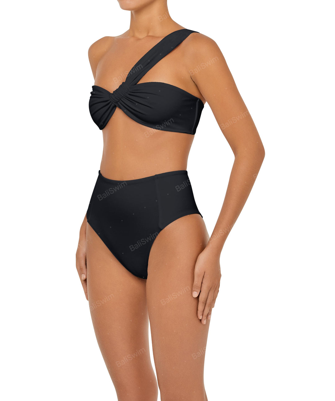 BSWS-T92 Ruched One Shoulder Bikini Top