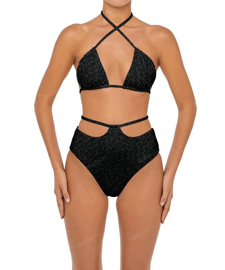 BSWS-B93 High Waisted Strap Cutout Bikini Bottom