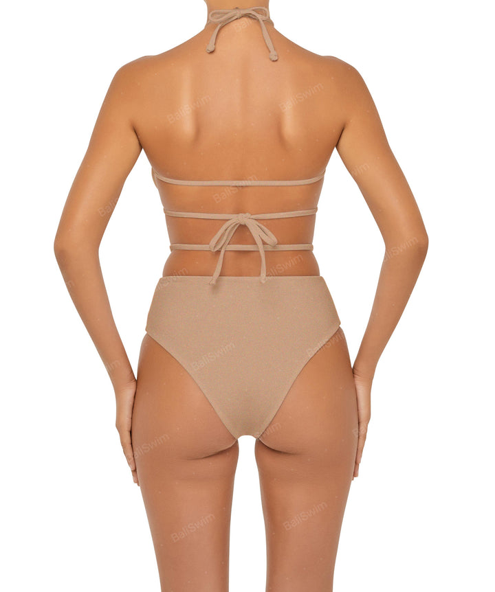 BSWS-B93 High Waisted Strap Cutout Bikini Bottom