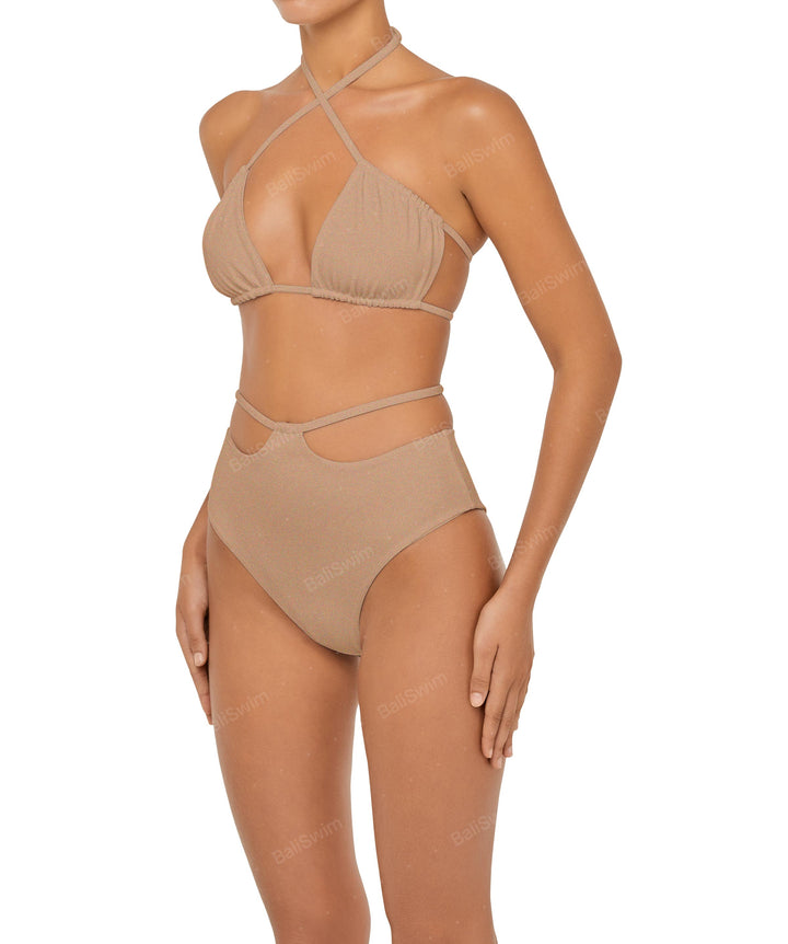 BSWS-B93 High Waisted Strap Cutout Bikini Bottom