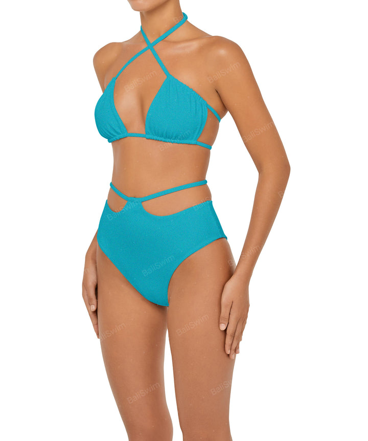 BSWS-B93 High Waisted Strap Cutout Bikini Bottom