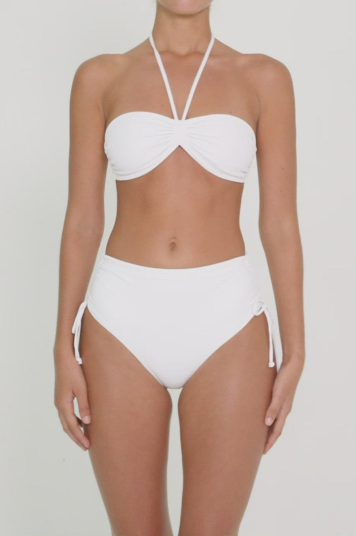 BSWS-B89 Side Ruched High Rise Bikini Bottom